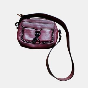 Rebecca Minkoff Aubergine‎ Red Leather Woven Chain Camera Shoulder Bag 6.5 x 9